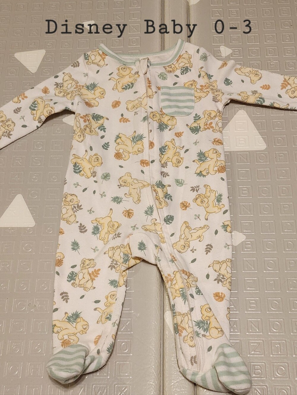 Disney White Footed One-Piece with Yellow Lion King Print 0-3 Months